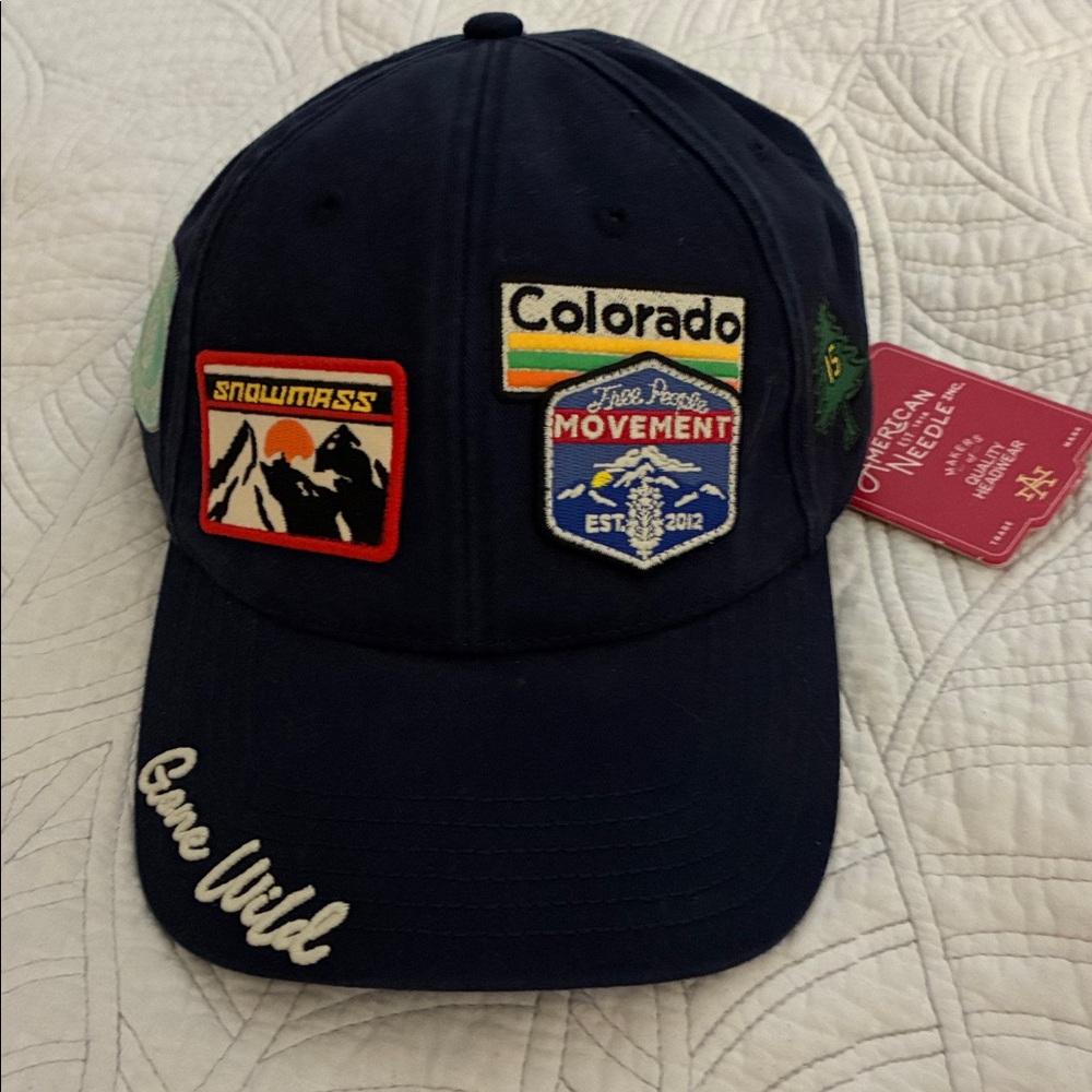 Free People Navy Cap with Colorful Patches